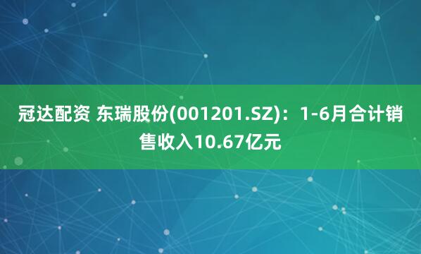 冠达配资 东瑞股份(001201.SZ)：1-6月合计销售收入10.67亿元